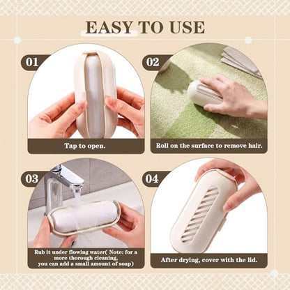 Sliner 2 Pack Reusable Lint Roller for Pet Hair New Silicone Washable Sticky Roller Portable Lint Remover Extra Sticky Cleaner Cat Dog Hair Remover for Pet Clothes Sofa (White) - color: White