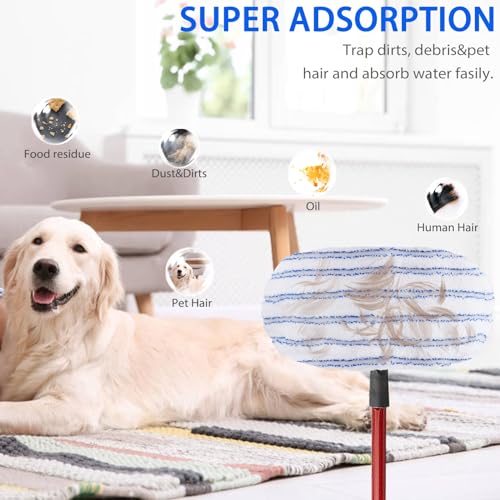 8 Pack Mop Heads Replacements Compatible with Cedar Hard Wood Flooring 'N More Ultra-fine Fiber mop - Microfiber Mop Refills for Cedar Mop Wet and Dry Use 15x8 Inch Pads - color: Blue & White 8 Pack