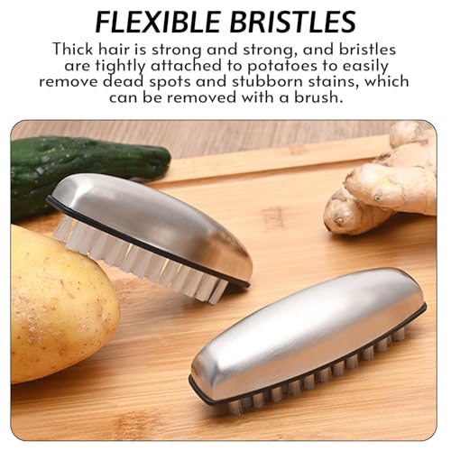 Vegetable and Fruit Cleaning Brush, 304 Stainless Steel Cleaning Brush, Microfiber Scrubbing Pad, Multipurpose Kitchen Tool (White) - color: White