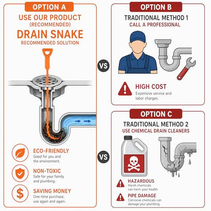 Drain Clog Remover, 4 Pack, 20" Flexible Drain Snake Hair Removal Tool | Bendable and Reusable, Sink Unclogger, Hair Catcher, For Bathroom, Kitchen Sink, Tub, Toilet