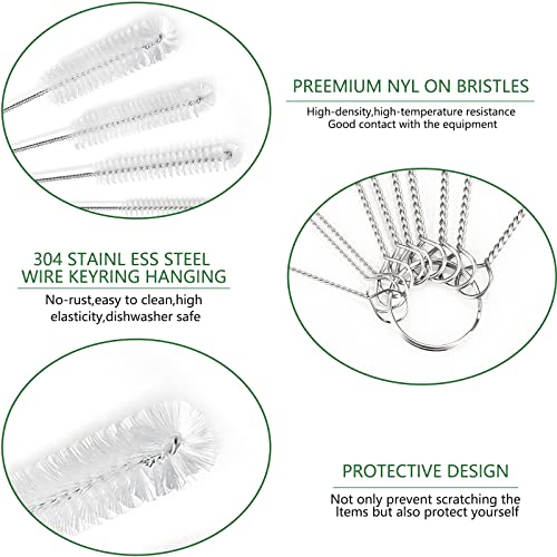 CiaraQ Bottle Cleaning Brushes, 9.8 Inch Nylon Tube Brush Set, Cleaner for Narrow Neck Bottles Cups with Hook, Set of 10pcs - color: White, size: 9.8 Inch (10pcs)