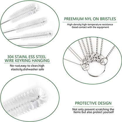 CiaraQ Bottle Cleaning Brushes, 9.8 Inch Nylon Tube Brush Set, Cleaner for Narrow Neck Bottles Cups with Hook, Set of 10pcs - color: White, size: 9.8 Inch (10pcs)