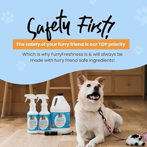 FurryFreshness Extra Strength Cat or Dog Pee Stain & Permanent Odor Remover + Smell Eliminator -Removes Stains From Pets & Kids Including Urine or Blood- Lifts Old Carpet Stains- (2 Pack) - size: 32 Ounce (Pack of 2)