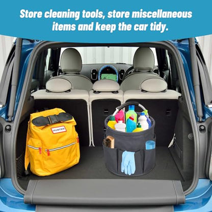 Qivine 17L Cleaning Caddy with Handle, Cleaning Supply Caddy, Foldable Tool Bag Cleaning Products Organizer, Portable Cleaning Bucket Caddy for Cleaning Supplies (Dark Gray) - color: Dark Gray