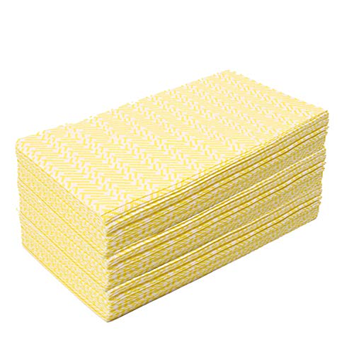 KMAKII 80 Pack Disposable Dish Cloths Heavy Duty Reusable Cleaning Wipes Dish Rags For Kitchen, 14 x 21 inches - Yellow - color: Yellow
