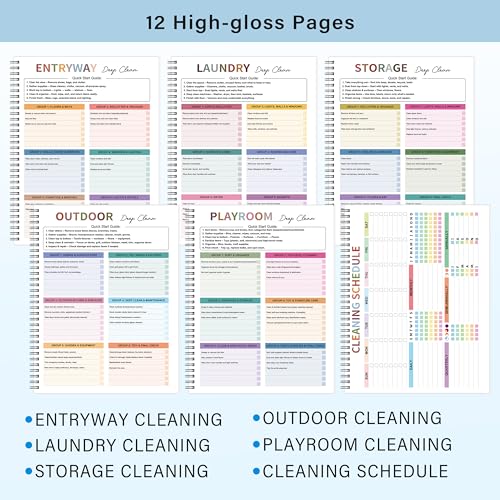 Cleaning Schedule for Adults - Checklist Organizer, Household Cleaning Checklist Notebook, 8.5" x 11", Daily Weekly Monthly Household Cleaning Notebook for Home, Family Cleaning Tasks, Home Improvement