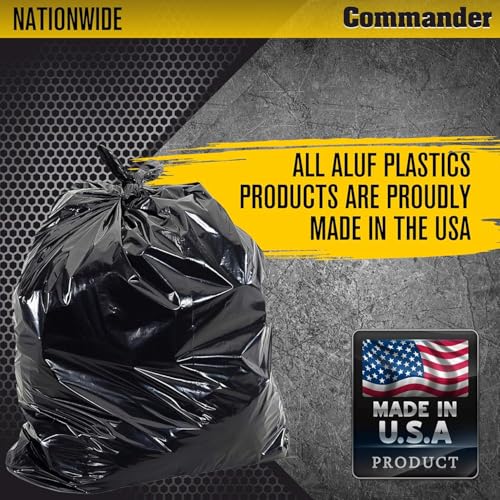 Commander 55 Gallon 3 MIL (eq) Heavy Duty Contractor Bags with Flap Ties - 36" x 56" with flaps - Pack of 10 - For Contractor, Industrial, & Outdoor - size: 1 Count (Pack of 10)