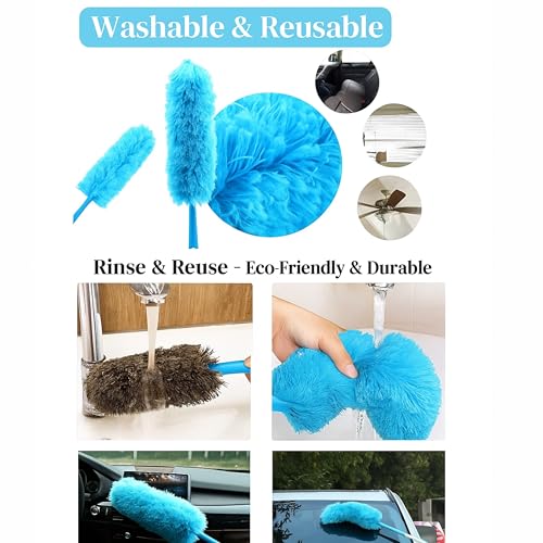 Microfiber Duster - 22'' Ceiling Fan Cleaner Duster, Dust Brush for Cleaning Window Blinds, Ceiling Fans, Furniture & Cars, Reusable Dust Remover Wand, Washable & Flexible Duster