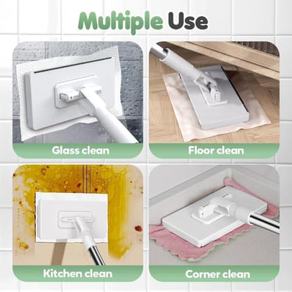 Wall Cleaner Mop for Hard-to-Reach Areas | Zero-Touch Cloth Changing | 39" Extendable Handle 360° Swivel Head Multi-Surface Dust Mop for Bathroom Wall Floor Gap Cleaning (1 mini mop+10 Cloths) - size: 1 mini mop+10 cloths