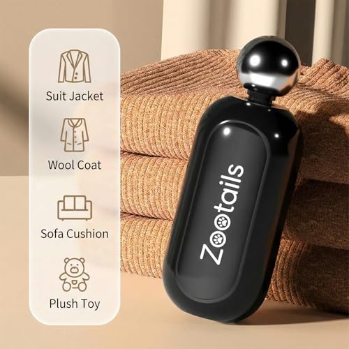[Zootails] 2-in-1 Portable Lint Roller & Fabric Shaver – Reusable Gel Sticky Picker & Retractable Metal Scraper – Washable Travel Lint Remover for Clothes, Pet Hair, Sweater Pilling (Black) - color: Black