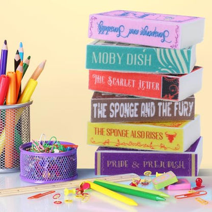 6 Pieces Book Kitchen Sponges Novels Sponges Fun Non-Scratch Scrub for Washing Dishes Pots Pans and Household Cleaning Supplies for Kitchen Dishes Furniture Gifts (6, Book-2) - color: Book-2