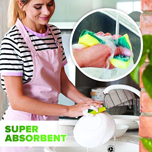 (12 Pack) Heavy Duty Scrub Sponges by SCRUBIT – Kitchen Dish, Sink and Bathroom Cleaning Scrubber Sponge - with Non-Smell Scouring Pad - size: 6 Count (Pack of 2)