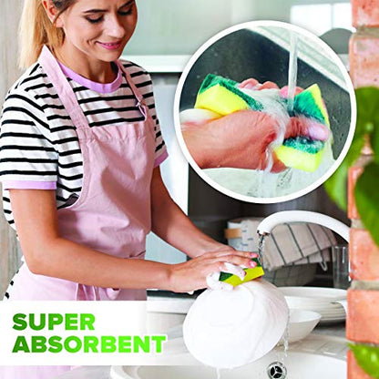(24 Pack) Heavy Duty Scrub Sponges by SCRUBIT – Kitchen Dish, Sink and Bathroom Cleaning Scrubber Sponge - with Non-Smell Scouring Pad [New Packaging] - size: 6 Count (Pack of 4)