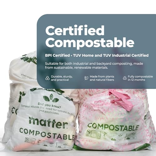Matter Compostable Variety Pack 3 Gallon and 13 Gallon Kitchen Trash Bags with Drawstring, Unscented, Durable, Leak-Resistant, Eco-Friendly, 70 Count - style: 13 Gallon and 3 Gallon Variety Pack