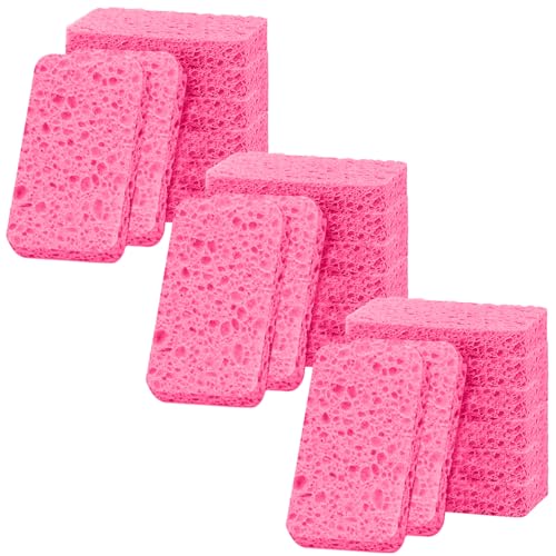 24 - Pack Non-Scratch Scrub Sponges - Sponges for Dishes and Washing Dishes, Cleaning Sponges for Kitchen Home and More（Pink） - color: Pink, size: 24 - Pack