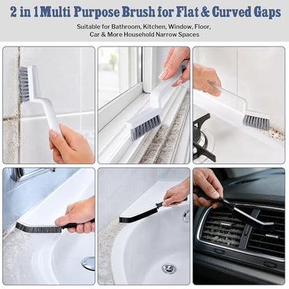 SIMPOR 4Pcs Grout Cleaner Brush Set, V Shape Grout Brush & Crevice Cleaning Brush, Stiff Tile Brush for Bathroom Kitchen Shower Floor Window Grout Cleaning Brush Gap Cleaning