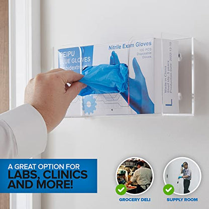 Stock Your Home Acrylic Single Gloves Dispenser, Tissue Box Shelf, Glove Holder Wall Mount, for Kitchen, Cleaning Closet, Lab, Exam, Office - size: 1 Count, style: Single Stack