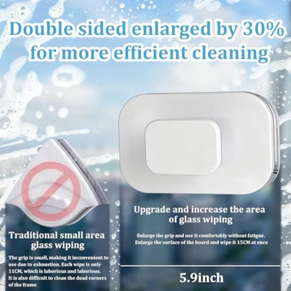Magnetic Car Windshield Cleaner Tool with Rope, Double-Sided Window Cleaning Tool for Glass Thickness 3-10mm, Magnet Auto Glass Wiper Cleaner for High Rise Car Glazed, Universal Fit