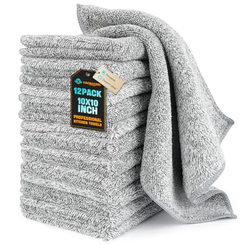 Kitchen Dish Cloths, 12 Pack, 10 x 10 Inches, Super Absorbent Microfiber Dish Towels, Soft Lint Free Reusable Dish Rags for Washing Dishes, Drying, Counters and Sink, Grey - color: Grey