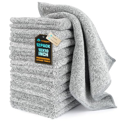 Kitchen Dish Cloths, 12 Pack, 10 x 10 Inches, Super Absorbent Microfiber Dish Towels, Soft Lint Free Reusable Dish Rags for Washing Dishes, Drying, Counters and Sink, Grey - color: Grey