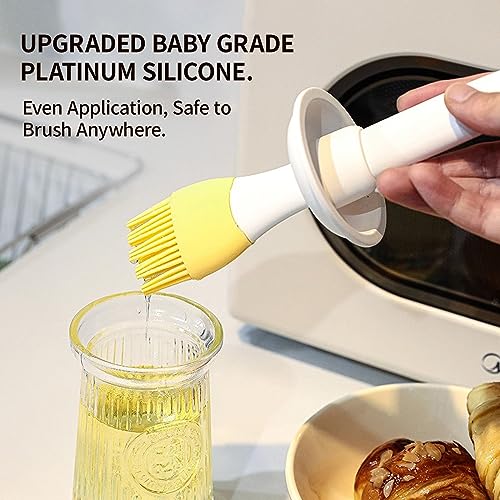 Oil Dispenser with Brush - Glass Olive Oil Dispenser for Kitchen, 3 IN 1 Oil Dispenser Bottle with Silicone Basting Brush for Cooking Vinegar Sauce BBQ Grill Frying (Green/White) - color: Green/White, style: 2 Pack