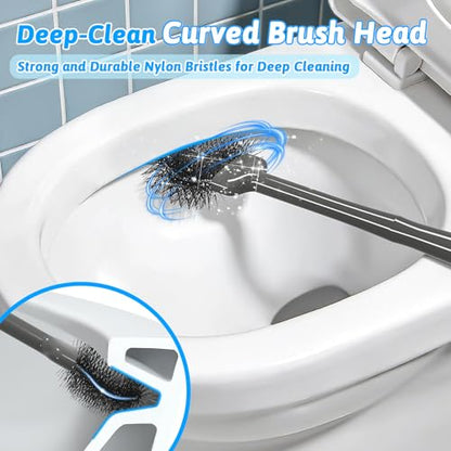 Sellemer Toilet Brush and Plunger Set, Curved Design Head Toilet Bowl Brush for Deep Cleaning, Heavy Duty Plunger for Bathroom, Grey, 2 Pack - color: Gray