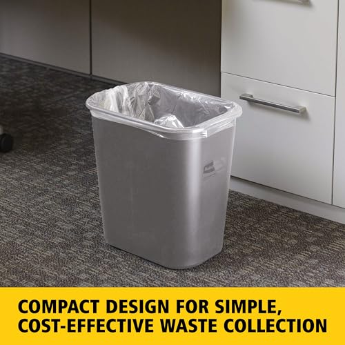 Rubbermaid Commercial Products Resin Wastebasket/Trash Can, 7-Gallon/28-Quart, Gray, Plastic, for Bedroom/Bathroom/Office, Fits Under Desk/Sink/Cabinet - color: Gray, size: 7 Gallons