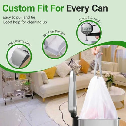 10 Gallon Drawstring Trash Bags 100 Count 1.2 Mil Heavy Duty Garbage Bags Compatible with Rubbermaid Brute 10 Gallon Trash Can & Fit All 7, 9, 10, 13 Gallon Can for Home Office Kitchen - color: White, size: 100 Count (Pack of 1)