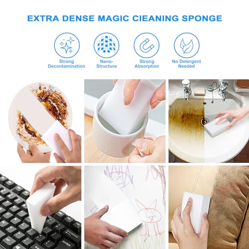 10Pack Melamine Sponges for Multi-Purpose Cleaning - Tough, Durable Magic Sponge Erasers for Use on Sinks, Kitchen, Bathrooms, Walls, Floors, Bathtubs, Shoes, Furniture, Cars - Won't Rip Easily. - color: 10pc