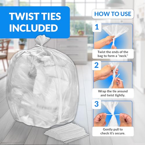 Reli. 40 to 45 Gallon Trash Bags Heavy Duty | 125 Trash Bags with Ties | Super Sizeable, Clear, Serious Garbage Cleanup