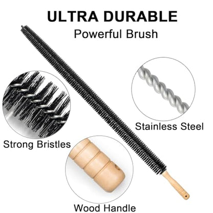 Dryer Vent Cleaner Brush, Flexible Vacuum Dryer Lint Refrigerator Coil Cleaning Brush Lint Trap Cleaning Removal Tool for Trap and Duct, Wood Handle