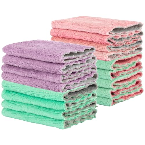 MAQIHAN Coral Velvet Dish Towels - 17PCS Super Absorbent Kitchen Towels Microfiber Washcloths Cleaning Rags, Washable Quick Drying Household Reusable Dish Cloths for Daily Kitchen Cleaning, Bathroom