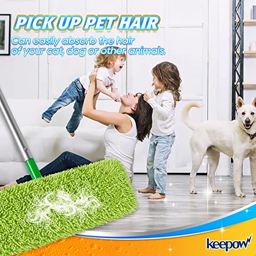KEEPOW XL Dry Sweeping/Wet Mopping Cloths for Swiffer XL Sweeper, Reusable & Washable Microfiber Mop Pad Refills for Surface/Hardwood Floor Cleaning, 6 Pack - size: 6 Pack, Green