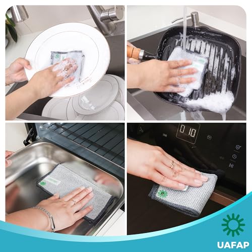 12 PCS Non Scratch Wire Dishcloth, Cleans Fast Without Scratching, Stands Up to Stuck-on Grime, Multi-Surface Safe, Wire Dishwashing Rag Cleaning Power for Everyday Jobs 7.87“ x 7.87” - color: 12pcs[three-layer]