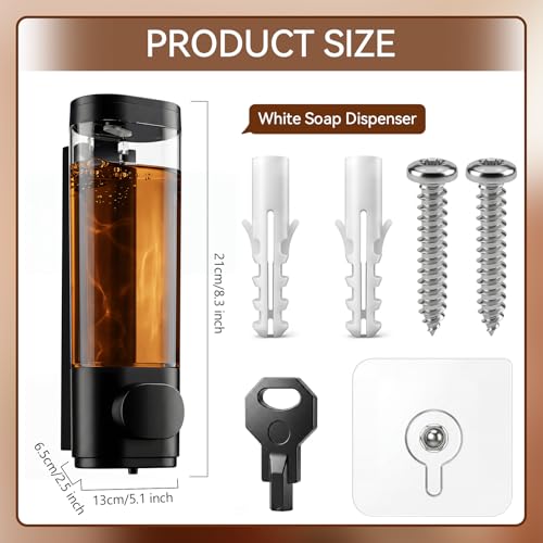 Junkin 4 Pcs Manual Bathroom Wall Mounted Soap Dispenser, 300ml Black Kitchen Bathroom Commercial Shower Clear Refillable Soap Dispenser Clear Plastic Refillable Liquid Lotion Pump and Organizer - color: Black