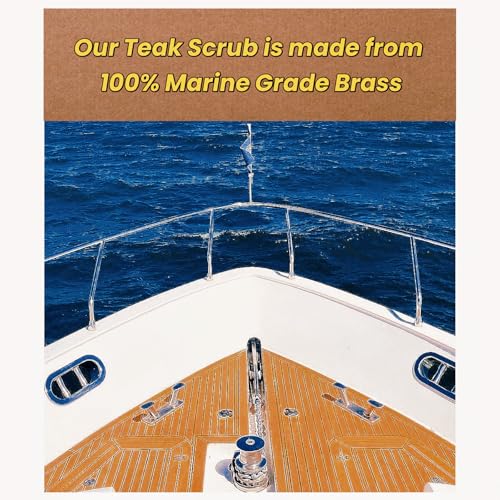 Marine Grade Brass Teak Scrubber not Cheap Stainless Steel Scrub Scouring Pad | Gentle Non-Scratch Deck | Rustproof | Premium Yacht Wood Restorer - Refinish Wood Furniture & Boat Teak - color: Golden
