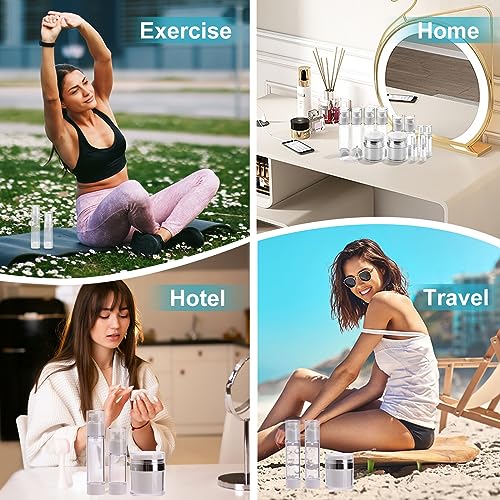 Bubimon Airless Pump Jars, Cosmetic Containers, Leak Proof Refillable jar for Toiletries, Cream Lotion, Eye Cream, Liquid, Foundation, Shampoo (BPA Free) (White, 18) - color: White, size: 18
