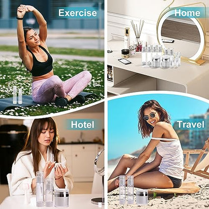 Bubimon Airless Pump Jars, Cosmetic Containers, Leak Proof Refillable jar for Toiletries, Cream Lotion, Eye Cream, Liquid, Foundation, Shampoo (BPA Free) (White, 18) - color: White, size: 18