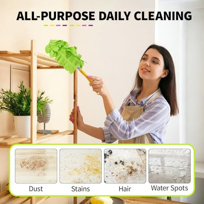 8 Pack Reusable Duster Pads Compatible with Swiffer Duster Refills, Washable Microfiber Dusting Cloths for Cleaning Home, Car, Pet, Furniture, Fans, Blinds