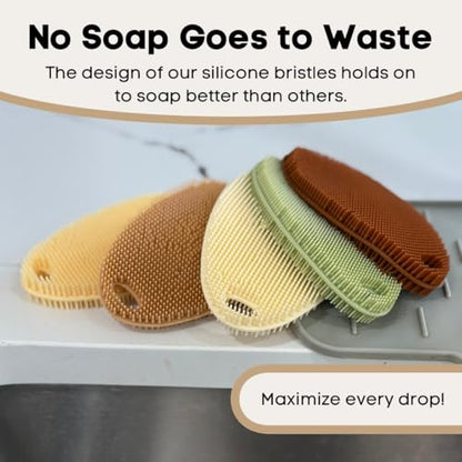 Silicone Dish Scrubber Set of 5 | Reusable Silicone Sponges for Dishes | BPA-Free Food Grade Kitchen Scrubbers | Non-Scratch for Dishes, Pots, Pans & Household Cleaning [Fall] - color: Fall
