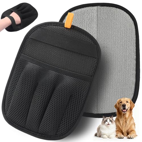 AUBELL Pet Hair Removal Glove for Dogs & Cats,2025 Upgrade Five-Finger Electrostatic Magic Brush,Animal Fur Removal Tool,Reusable Efficient Pet Hair Remover for Couch,Carpet,Clothes（1Pcs,Black） - color: Black