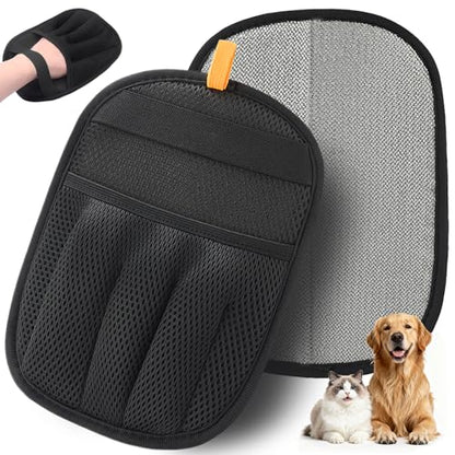 AUBELL Pet Hair Removal Glove for Dogs & Cats,2025 Upgrade Five-Finger Electrostatic Magic Brush,Animal Fur Removal Tool,Reusable Efficient Pet Hair Remover for Couch,Carpet,Clothes（1Pcs,Black） - color: Black