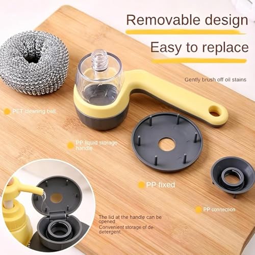 Soap Dispense Palm Kitchen Scrub,Soap Dispensing Dish Brush with Soap Dispenser for Easy Cleaning Dishes, Pots, Pans & Sinks - color: A, size: 1pcs