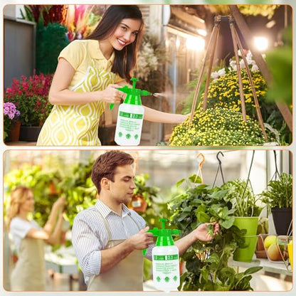 3 Pcs 1/4 Gallon Plastic Handheld Pump Sprayer – Garden Pressure Sprayer with Adjustable Nozzle for Plants, Cleaning, Household Tasks – Green - color: Green, size: 1/4 Gallon