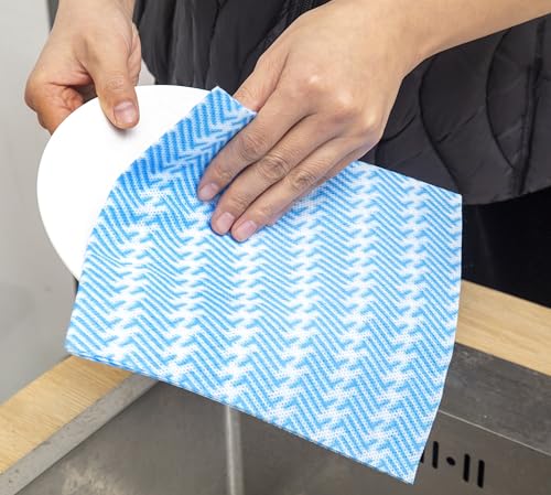 Reusable Cleaning Cloths Handi Wipes Reusable Cloths Disposabel Dish Towels Dry Handy Wipes Big Durable Absoebent and Dry Quickly 100 Count, Blue - color: Blue,100 Pcs