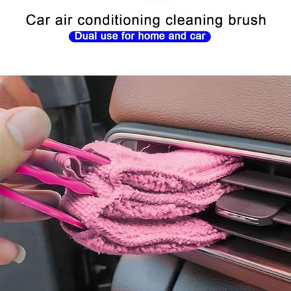 3PCS Mini Duster for Car Air Vent, Automotive Air Conditioner Cleaner and Brush, Vehicle Blind Dust Cleaning Tool for Keyboard, Window, Shutter, Universal for SUV, Truck, RV（Rose Red） - color: Rose Red