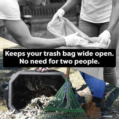 Large SnapRing Trash Bag Holder | Heavy Duty Garbage Opener Frame for 33–95 Gallon Contractor Lawn Leaf Bags | Outdoor Yard Cleanup Tool - size: Large