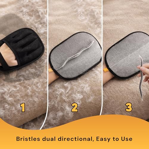 Wolfster Pet Hair Removal Glove for Dogs & Cats - Upgraded Reusable Electrostatic Pet Hair Removal Glove, Pet Hair Remover Tool for Laundry, Couch, Carpet & Car Seat, Gentle Grooming Mitt - color: Pack of 2
