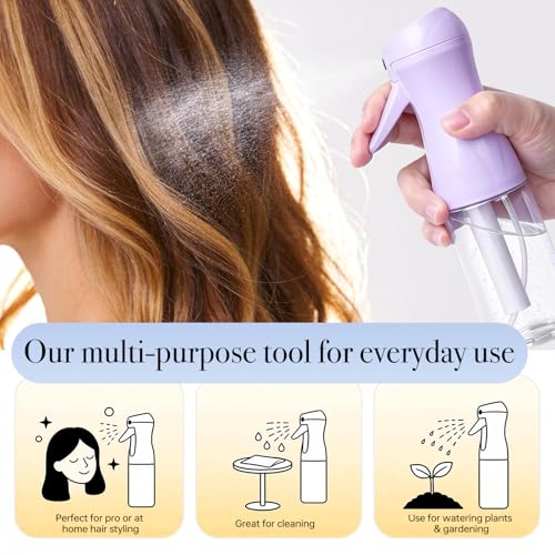 3Pcs Continuous Spray Bottles For Hair,Ultra Fine Mister for Hair Styling, Plants, Cleaning, Salon, Misting & Skin Care (200ML Green+Pink+Purple) - color: 200ML Green+Pink+Purple