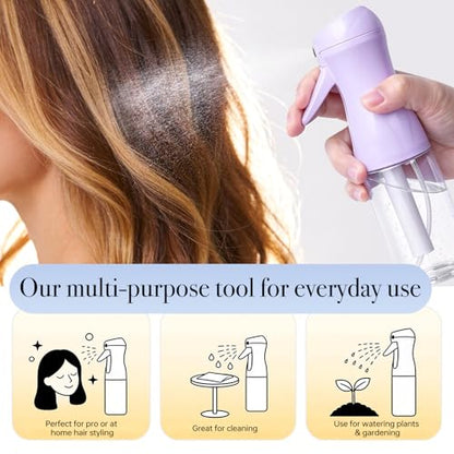 3Pcs Continuous Spray Bottles For Hair,Ultra Fine Mister for Hair Styling, Plants, Cleaning, Salon, Misting & Skin Care (200ML Green+Pink+Purple) - color: 200ML Green+Pink+Purple